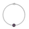 February Birthpearl Iridescent Purple Pearl Classic Premium Steel Bracelet Embellished with Austrian Crystals