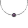 February Birthpearl Iridescent Purple Pearl Classic Premium Steel Bracelet Embellished with Austrian Crystals