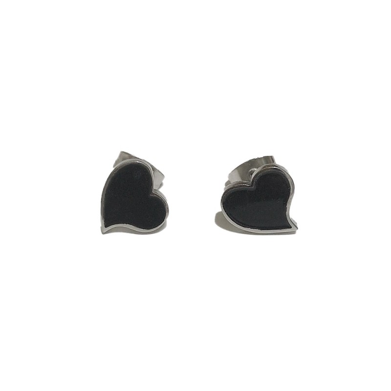 Stainless Steel Fond Heart Hypoallergenic Stud Earrings