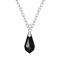 Jet Black Crystal Teardrop Pendant Necklace Embellished with Premium Grade Austrian Crystal