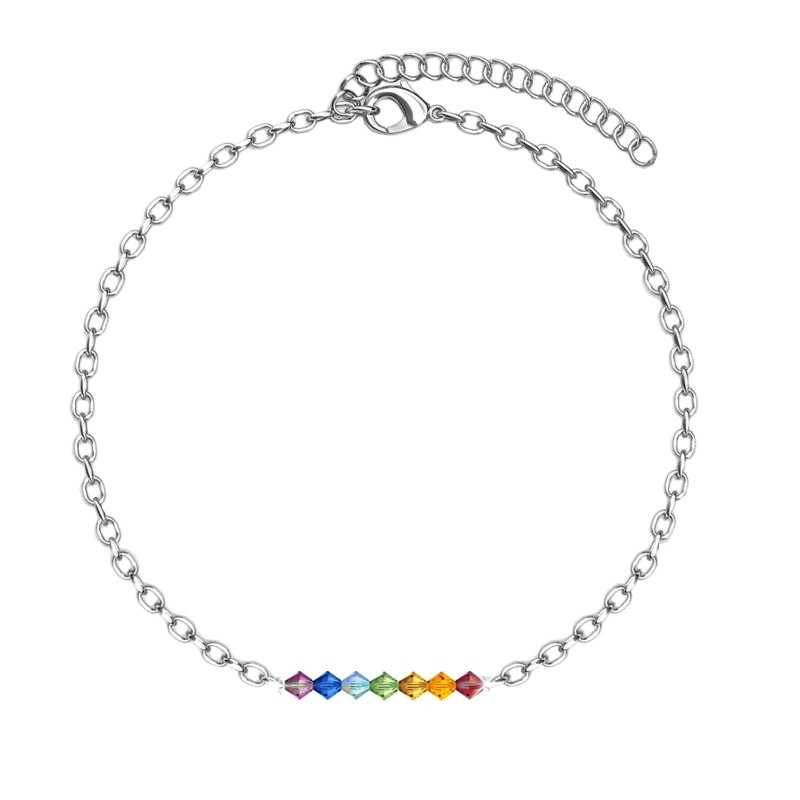 Rainbow Beads Bracelet Embellished with Austrian Crystals