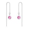 White Gold Plated Rose Pink Crystal Thread Dangling Earring Embellished with Austrian Crystals