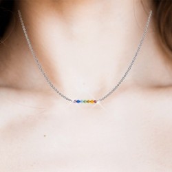 Rainbow Beads Steel Choker Embellished with Austrian Crystals