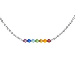 Rainbow Beads Steel Choker Embellished with Austrian Crystals