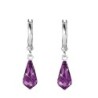 Amethyst Crystal Teardrop Hoop Earring Embellished with Austrian Crystals