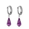 Amethyst Crystal Teardrop Hoop Earring Embellished with Austrian Crystals