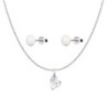 Crystal Aurora Borealis 2 U Heart Pendant Necklace Crystal Pearl Earrings Set Embellished with Austrian Crystals