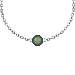 May Birthpearl Scarabaeus Green Crystal Pearl Classic Premium Steel Bracelet Embellished with Austrian Crystal