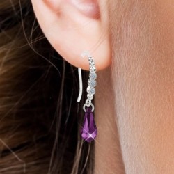 Limited Edition Premium Luxurious Amethyst Crystal Teardrop Earrings Embellished with Austrian Crystals