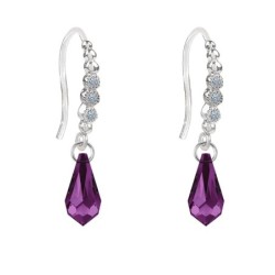 Limited Edition Premium Luxurious Amethyst Crystal Teardrop Earrings Embellished with Austrian Crystals