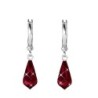 Siam Red Crystal Teardrop Hoop Earring Embellished with Austrian Crystals