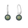 May Birthpearl Scarabaeus Green Crystal Pearl Elegant Earrings Embellished with Premium Grade Austrian Crystal Pearls