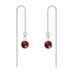 White Gold Plated Ruby Crystal Thread Dangling Earring Embellished with Austrian Crystals