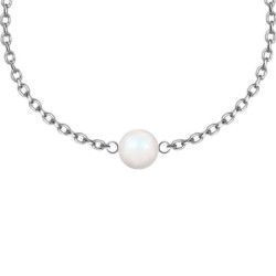 April Birthpearl Pearlescent White Pearl Classic Premium Steel Bracelet Embellished with Austrian Crystals