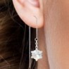 White Gold Plated Crystal AB Edelweiss Star Crystal Thread Dangling Earrings Embellished with Austrian Crystals