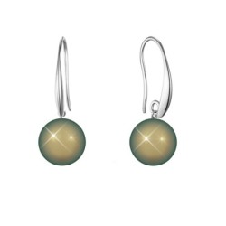 August Birthpearl Iridescent Green Crystal Pearl Elegant Earrings Embellished with Premium Grade Austrian Crystal Pearls