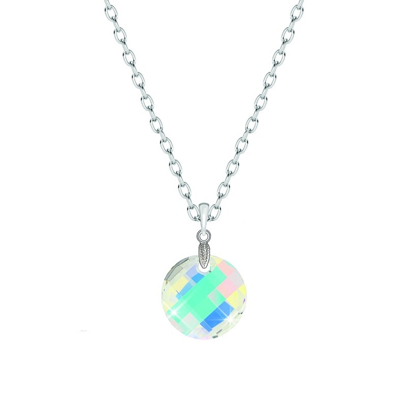 Crystal Aurora Borealis Twist Pendant Necklace Embellished with Premium Grade Austrian Crystal