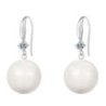 Limited Edition Glamorous 14mm Large Crystal White Pearl Earrings Embellished with Austrian Crystals