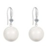 Limited Edition Glamorous 14mm Large Crystal White Pearl Earrings Embellished with Austrian Crystals