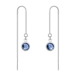 White Gold Plated Sapphire Crystal Thread Dangling Earring Embellished with Austrian Crystals