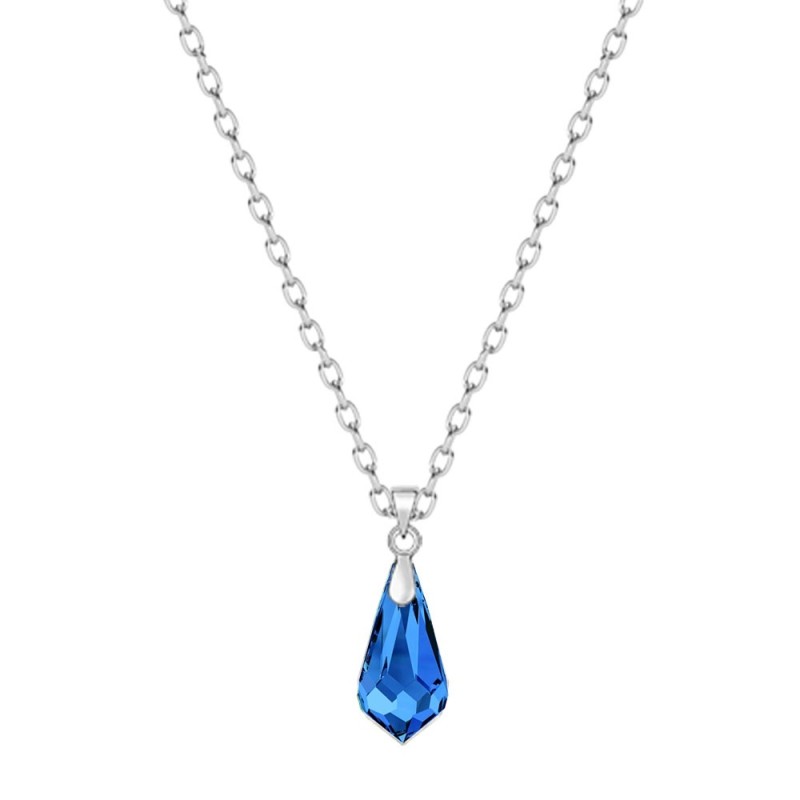 Sapphire Crystal Teardrop Pendant Necklace Embellished with Premium Grade Austrian Crystal