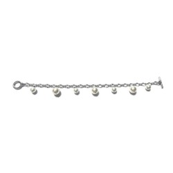 Crystal White Pearl Toggle Designer Bracelet Embellished with European Crystals