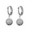 Grey 8mm Crystal Pearl 18K White Gold Plated Hoop Earrings Embellished with Austrian Crystal Pearls