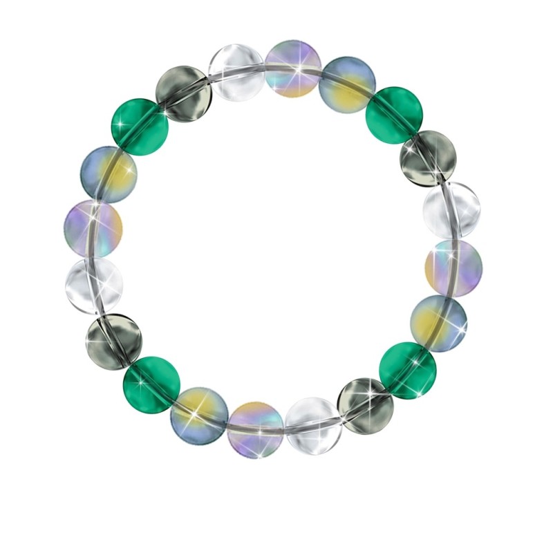 10mm Men`s 5 Colour Special Blend 2 Crystal Globe Bracelet Embellished with Austrian Crystals