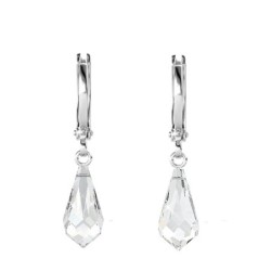 Clear Crystal Teardrop Hoop Earring Embellished with Austrian Crystals