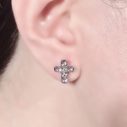 Elegant Crystal Cross Stud Earring Embellished with Austrian Crystals