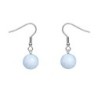 Premium Stainless Steel Natural 12mm Aquamarine Globe Classic Hook Hypoallergenic Earrings