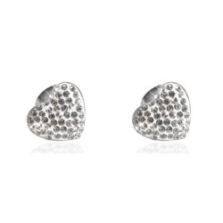 Premium Steel Lovely Pave Heart Stud Earrings Collection Embellished with Premium Grade Austrian Crystals