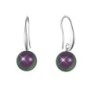 February Birthpearl Iridescent Purple Crystal Pearl Elegant Earrings Embellished with Austrian Crystal Pearls