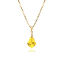 Golden Baroque Light Topaz Pendant Necklace Embellished with Premium Grade Austrian Crystal