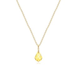 Golden Baroque Light Topaz Pendant Necklace Embellished with Premium Grade Austrian Crystal