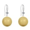 Limited Edition Glamorous 14mm Large Crystal Gold Pearl Earrings Embellished with Austrian Crystals