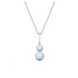 March Birthpearl Light Blue Crystal Pearl Snowman Necklace Embellished with Austrian Crystals