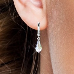 AB Crystal Teardrop Hoop Earring Embellished with Austrian Crystals