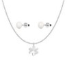 Moonlight Snowflake Crystal Pendant Necklace with Pearl Earring Set Embellished with Austrian Crystals