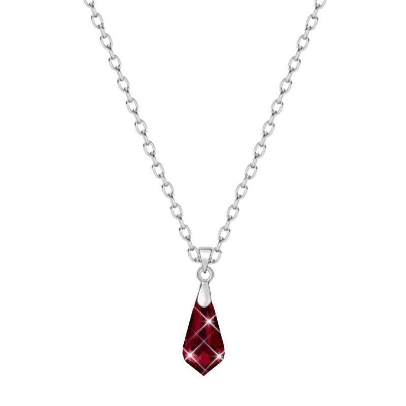 Siam Red Crystal Teardrop Pendant Necklace Embellished with Premium Grade Austrian Crystal