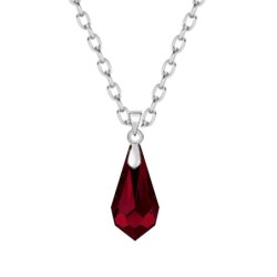 Siam Red Crystal Teardrop Pendant Necklace Embellished with Premium Grade Austrian Crystal