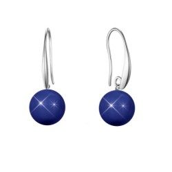 September Birthpearl Dark Lapis Crystal Pearl Elegant Earrings Embellished with Premium Grade Austrian Crystal Pearls