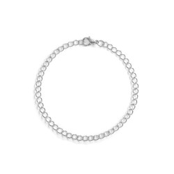 Rhodium Plated Charm Plain Simply Bracelet (Made In Japan)