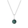 December Birthpearl Iridescent Tahitian Crystal Pearl Simply Necklace Embellished with Austrian Crystal Pearl