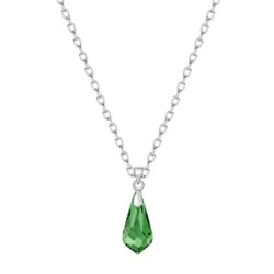 Peridot Crystal Teardrop Pendant Necklace Embellished with Premium Grade Austrian Crystal