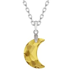 Limited Crystal Moon Crest Sunshine Pendant Necklace Embellished with Premium Grade Austrian Crystal