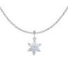 18k White Gold Plated Premium Grade Diamond Simulant Elegant Floral Pendant Necklace