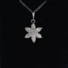 18k White Gold Plated Premium Grade Diamond Simulant Elegant Floral Pendant Necklace