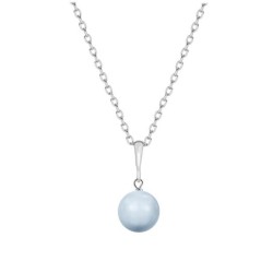 March Birthpearl Light Blue Crystal Pearl Simply Necklace Embellished with Premium Grade Austrian Crystal Pearl