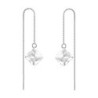 April Birthstone Crystal Clear Princess Cut Premium Austrian Crystal 18K White Gold Plated Thread Dangling Earrings